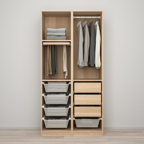 PAX / FORSAND Wardrobe combination, white stained oak effect, 100x60x201 cm