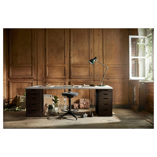 LAGKAPTEN / ALEX Desk, white/black-brown, 200x60 cm