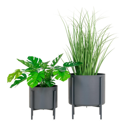 Set of 2 Plant Stands Pawia, grey