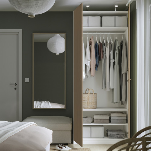 PAX / STORKLINTA Wardrobe combination, white/oak effect, 100x60x236 cm