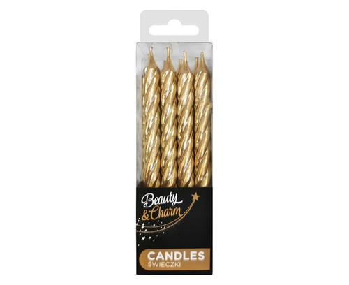 Birthday Candles 8cm, gold, 12pcs