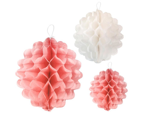 Decoration Honeycomb Ball 3pcs 15, 22, 29cm, pink mix