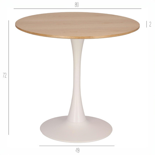 Table Simplet Skinny 80 cm, oak/white