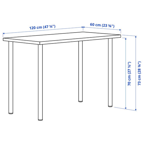 LAGKAPTEN / ADILS Desk, white anthracite/black, 120x60 cm