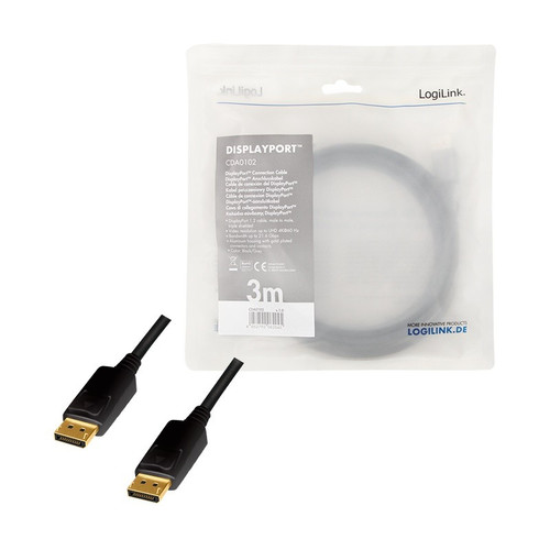 LogiLink DisplayPort Cable 4K/60 Hz,DP/M do DP/m,alu, 3m