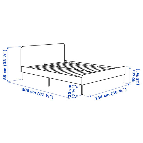 SLATTUM / KULLEN Bedroom furniture, set of 4, Knisa light grey/white, 140x200 cm