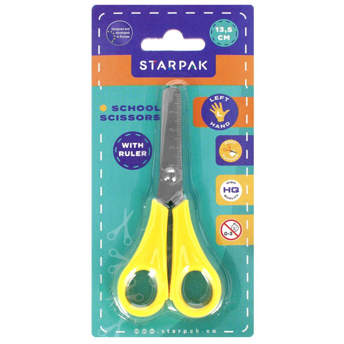 School Scissors 13cm, left-handed, 1pc, assorted colours