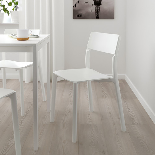 VANGSTA / JANINGE Table and 6 chairs, white/white, 120/180 cm