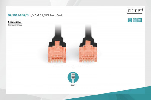 Digitus Patch Cable RJ45 DK-1612-030/BL 3m, black