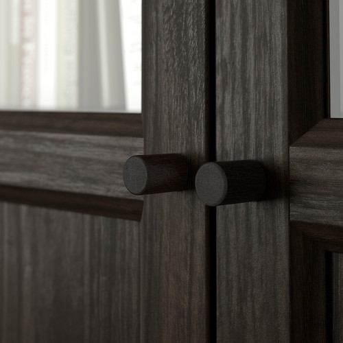 OXBERG Panel/glass door, dark brown oak effect, 40x192 cm