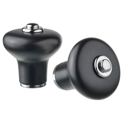 KLINGSTORP Knob, black/chrome-plated, 30 mm, 2 pack