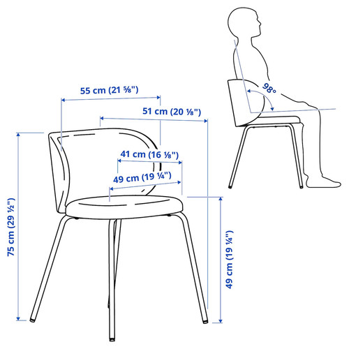 LISABO / KRYLBO Table and 4 chairs, ash veneer/Tonerud blue, 140 cm