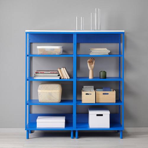 PLATSA Open shelving unit, blue, 120x42x133 cm