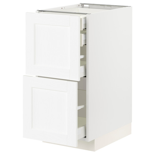 METOD / MAXIMERA Base cb 2 frnts/2 low/1 md/1 hi drw, white Enköping/white wood effect, 40x60 cm