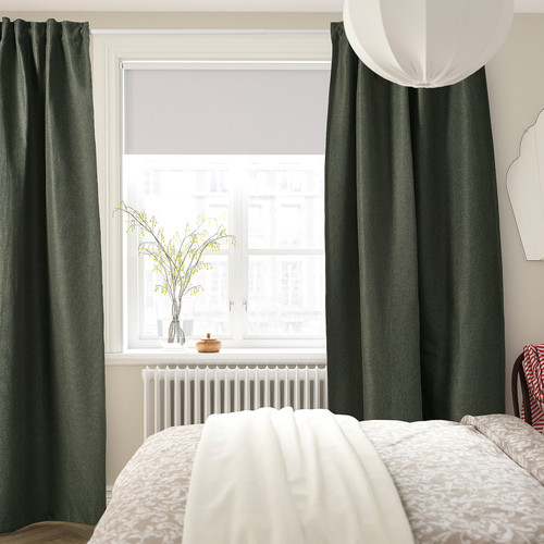 ANNAKAJSA Room darkening curtains, 1 pair, dark green, 145x300 cm