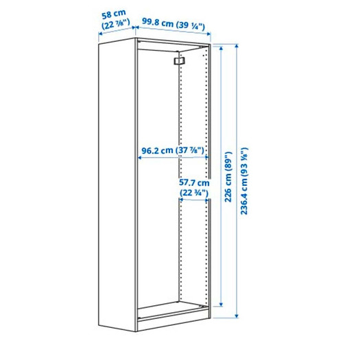 PAX Wardrobe frame, dark grey, 100x58x236 cm