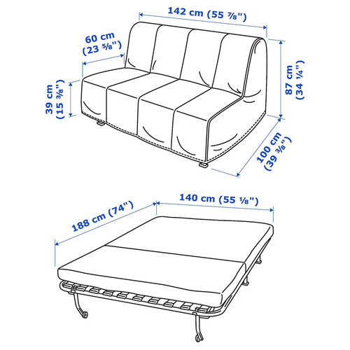 LYCKSELE MURBO 2-seat sofa-bed, Vansbro dark grey