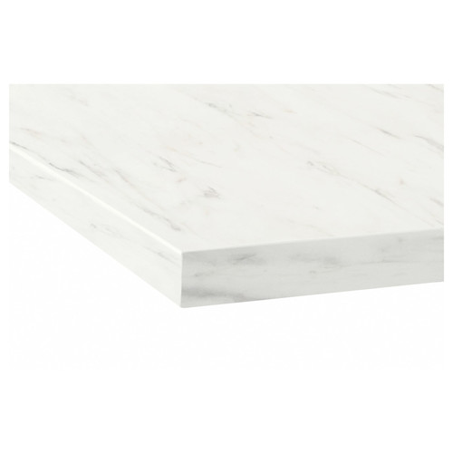 EKBACKEN Worktop, white marble effect, laminate, 186x2.8 cm