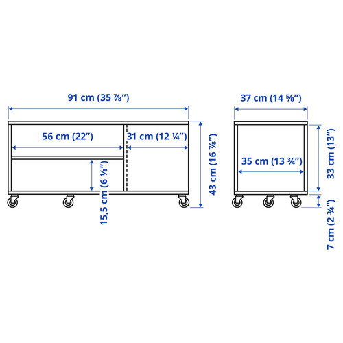 VIHALS Coffee table, white, 91x37 cm