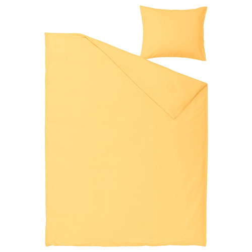 NATTSVÄRMARE Duvet cover and pillowcase, yellow, 150x200/50x60 cm