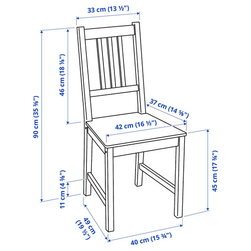 PINNTORP / PINNTORP Table and 4 chairs, light brown stained white stained/light brown stained, 125 cm