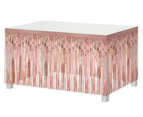 Table Fringe Deco Curtain 80x300cm, metallic rose gold