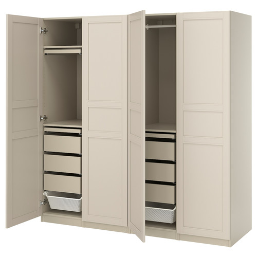 PAX / FLISBERGET Wardrobe combination, grey-beige/grey-beige, 200x60x201 cm