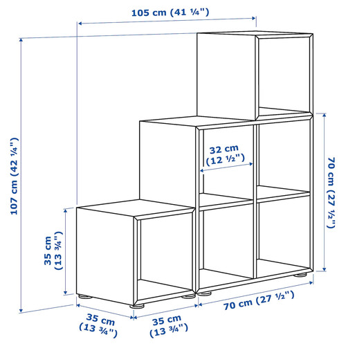 EKET Cabinet combination with feet, white light grey-blue/pale yellow, 105x35x107 cm