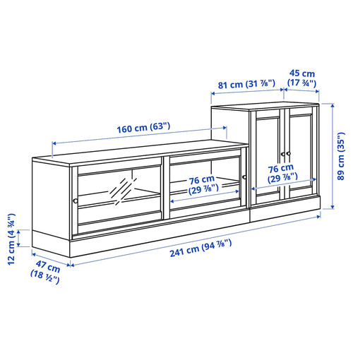 HAVSTA TV storage combination, white, 241x47x89 cm