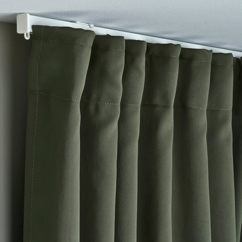 MAJGULL Block-out curtains, 1 pair, dark green, 145x300 cm