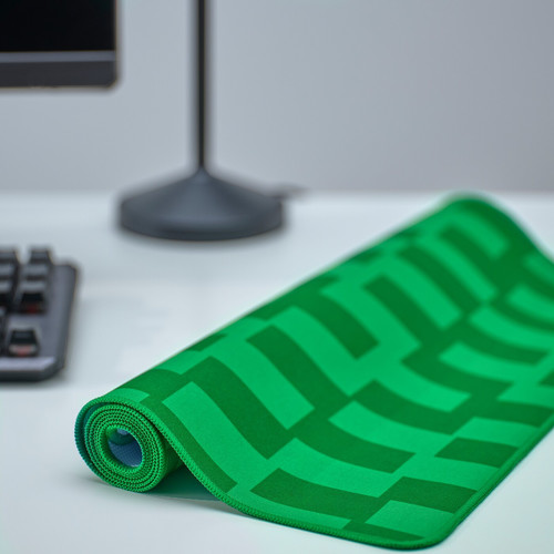 BLÅSKATA Gaming mouse pad, green/patterned, 40x80 cm