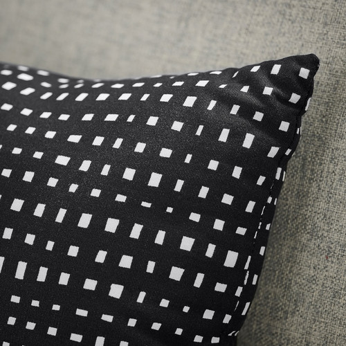 SANDMOTT Cushion, black/white, 30x58 cm