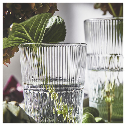 SMÄLLSPIREA Vase, clear glass/patterned, 17 cm