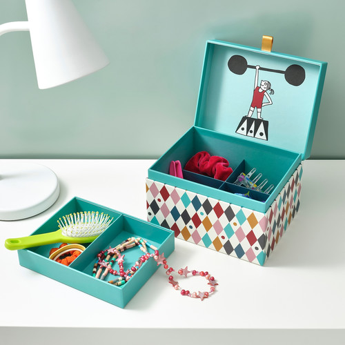 BUSENKEL Jewellery box with compartments, harlequin pattern/multicolour