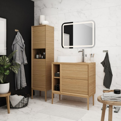 GoodHome Avela Bathroom Countertop 80 cm, oak veneer