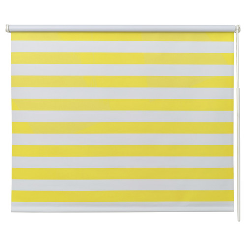 FRIDANS Block-out roller blind, white yellow/striped, 120x195 cm