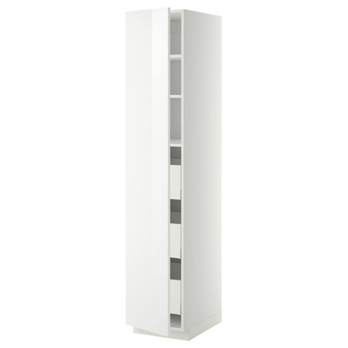 METOD / MAXIMERA High cabinet with drawers, white/Ringhult white, 40x60x200 cm