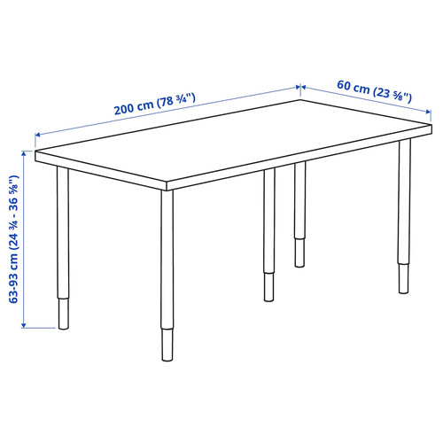 LAGKAPTEN / OLOV Desk, black-brown/black, 200x60 cm