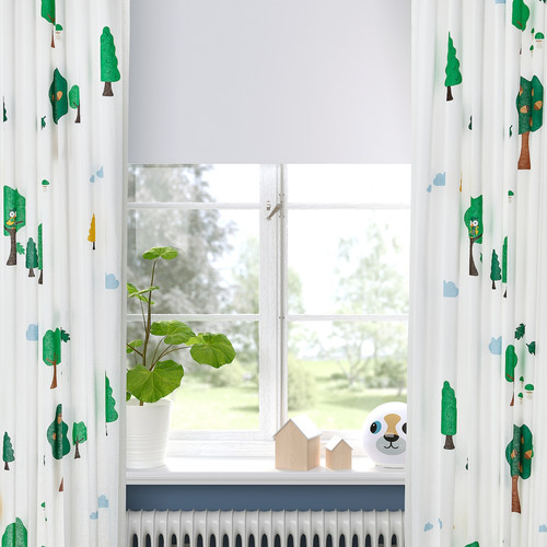 BRUMMIG Curtains, 1 pair, forest pattern/multicolour, 120x300 cm