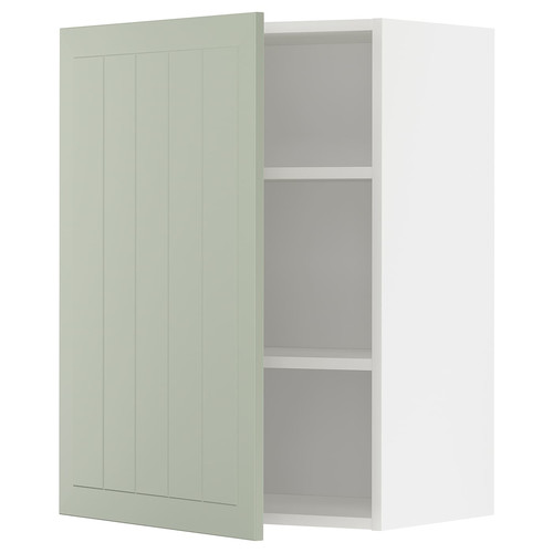 METOD Wall cabinet with shelves, white/Stensund light green, 60x80 cm