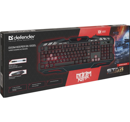 Defender Wired Gaming Keyboard Doom Keeper GK-100GL, black