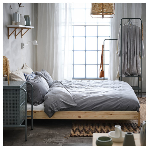 UTÅKER Stackable bed with 2 mattresses, pine/Åfjäll firm, 80x200 cm