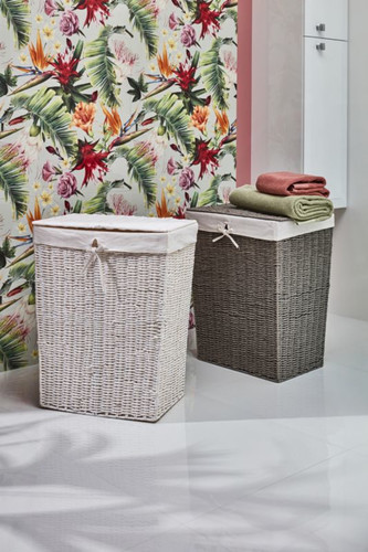 Laundry Basket Nice, wicker, grey