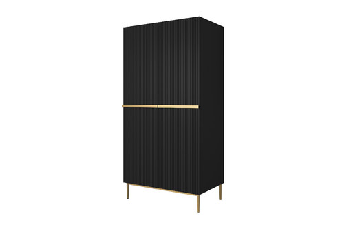 Wardrobe Nicole 100 cm, matt black, gold legs