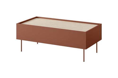 Coffee Table with Drawers Desin, ceramic red/nagano oak