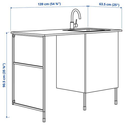 ENHET Laundry, anthracite/grey frame, 139x63.5x90.5 cm