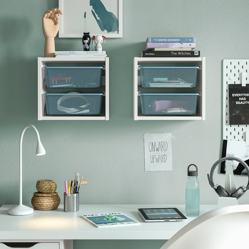 TROFAST Wall storage, white/grey-blue, 34x21x30 cm