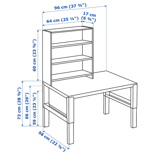 PÅHL Desk with shelf unit, white/turquoise, 96x58 cm