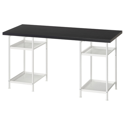 LAGKAPTEN / SPÄND Desk, black-brown/white, 140x60 cm