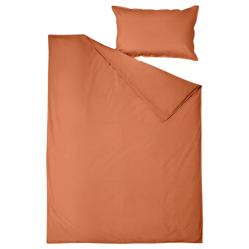 ÄNGSLILJA Duvet cover and pillowcase, red-brown, 150x200/50x60 cm